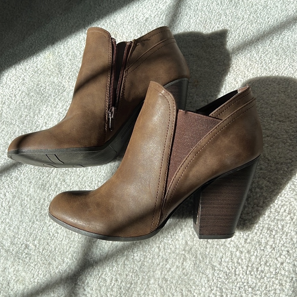 Brown heeled booties